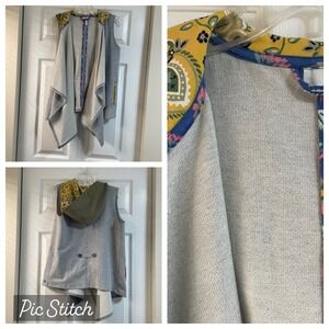 Matilda Jane 435 Girl's Sleeveless Open Front Hooded Vest 16 Gray Yellow Paisley